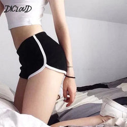 Collection of Stretch Waist High Waist Black White Shorts in a gallery layout