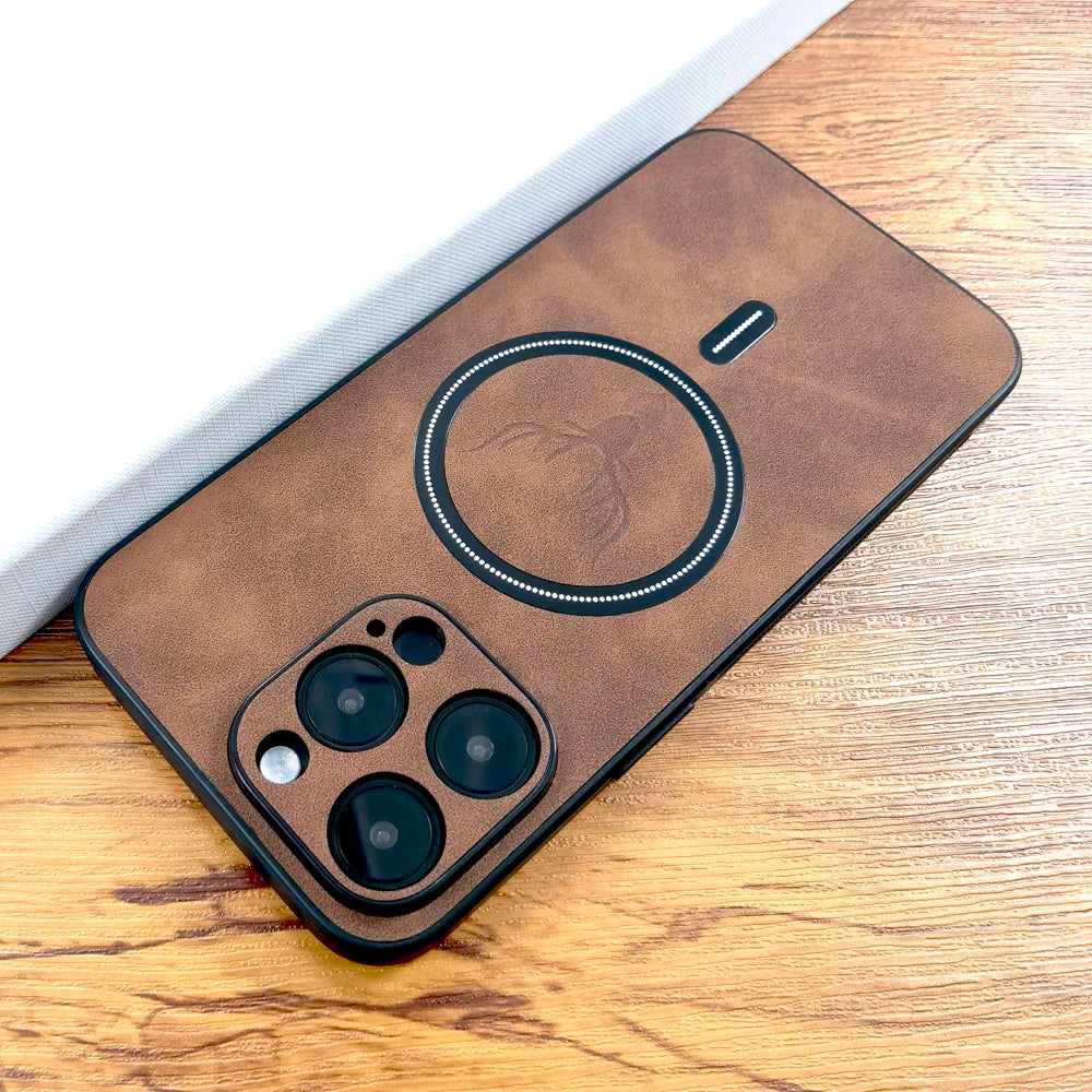 Collection of Luxury PU Leather Deer Case For iPhone 16 15 14 13 12 11 Pro Max Plus 15Pro 14Pro 13Pro ProMax For Magsafe Wireless Charge Cover in a gallery layout