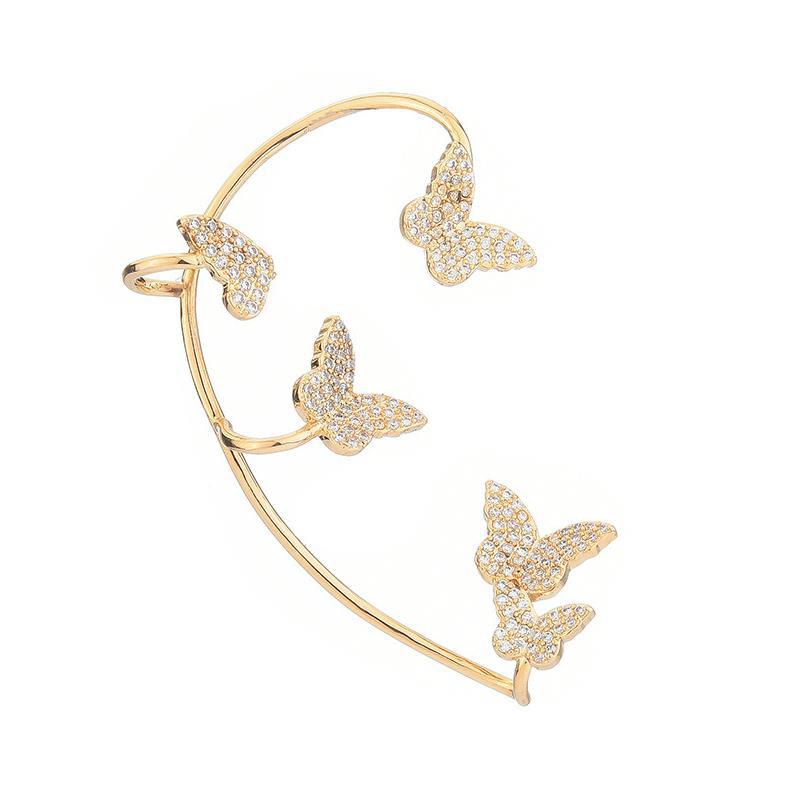 Shining Zircon Butterfly Ear Cuff Earrings for Women Girls