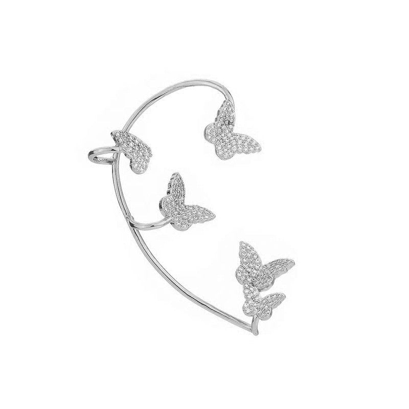 Shining Zircon Butterfly Ear Cuff Earrings for Women Girls