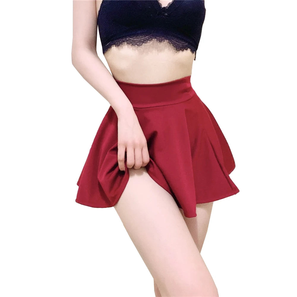 Collection of Women's Skirt Red Black High Waist in a gallery layout