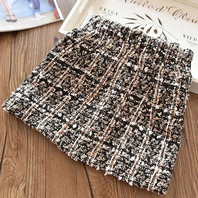 Collection of Girls woolen Plaid new half skirt in a gallery layout