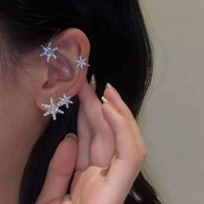 Shining Zircon Butterfly Ear Cuff Earrings for Women Girls