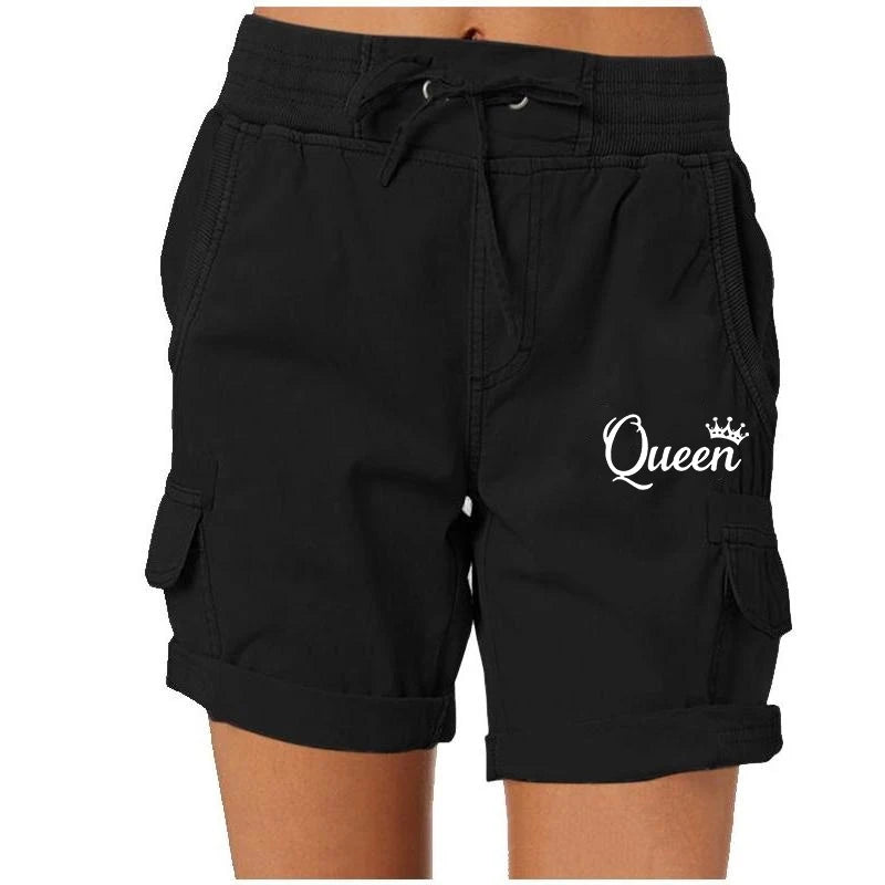 Collection of Queen Printed Women's Cargo Shorts in a gallery layout