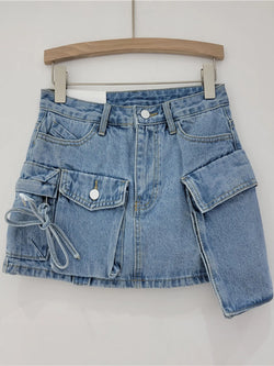 Collection of high waist Denim short skirt summer fashion in a gallery layout