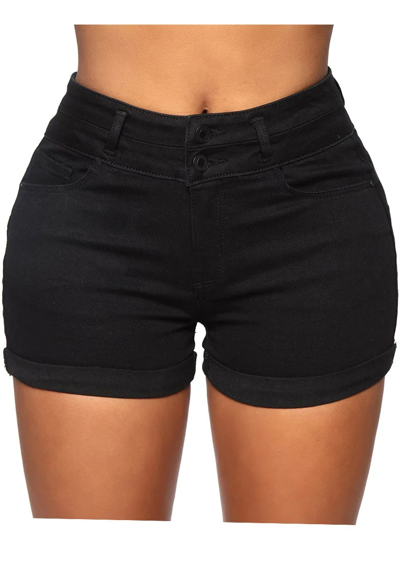 Collection of High Waist Denim Shorts in a gallery layout