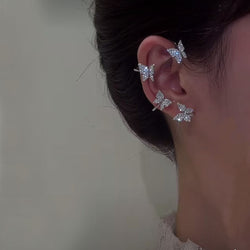 Collection of Shining Zircon Butterfly Ear Cuff Earrings for Women Girls in a gallery layout