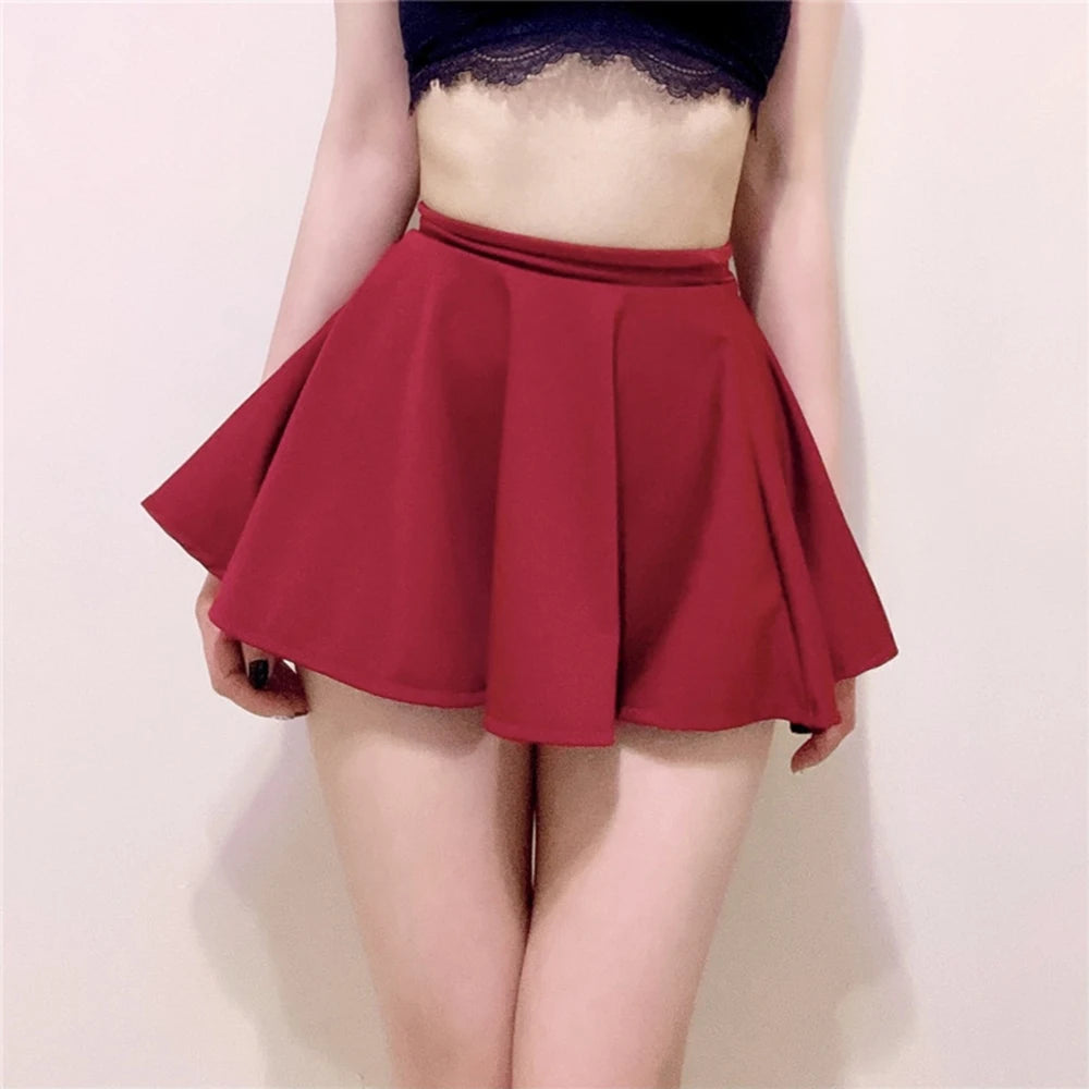 Collection of Women's Skirt Red Black High Waist in a gallery layout