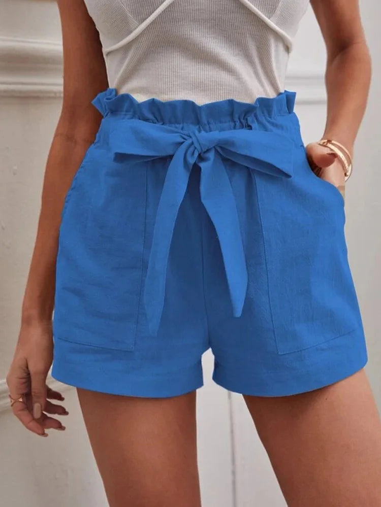 Stylish White Shorts Women Pocket