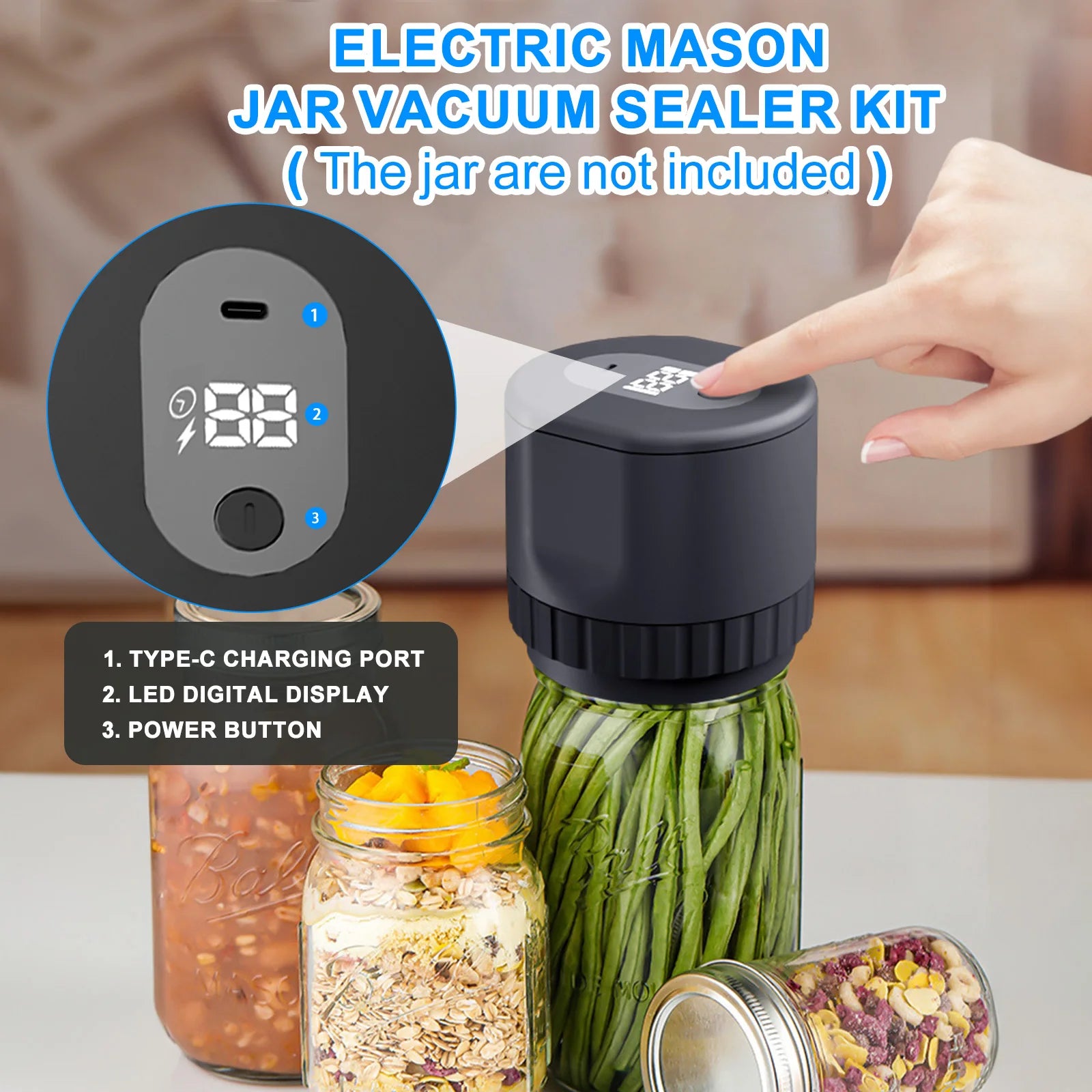 Collection of Electric Jar Vacuum Sealer Kit in a gallery layout