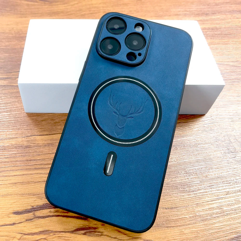 Collection of Luxury PU Leather Deer Case For iPhone 16 15 14 13 12 11 Pro Max Plus 15Pro 14Pro 13Pro ProMax For Magsafe Wireless Charge Cover in a gallery layout