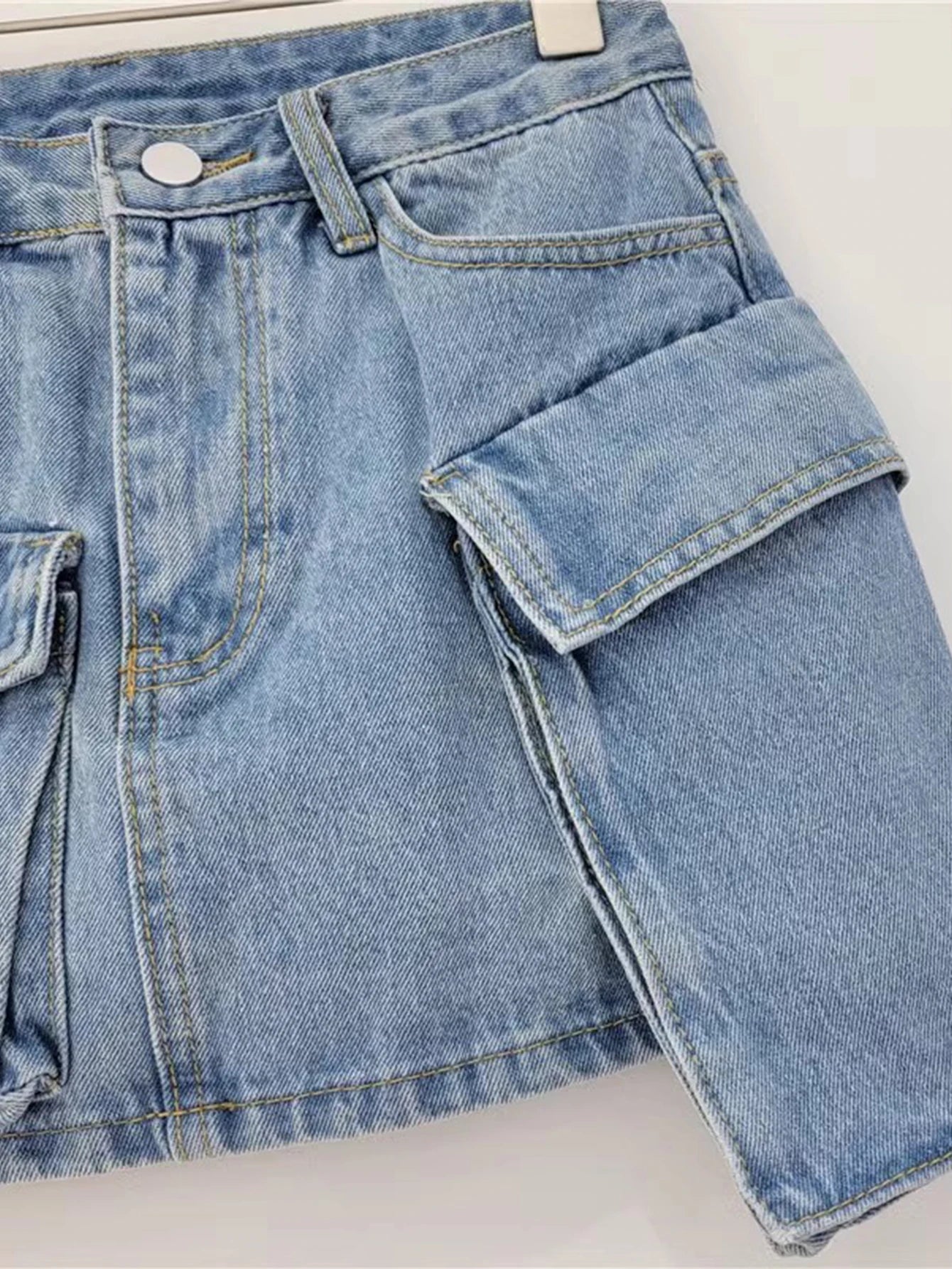 Collection of high waist Denim short skirt summer fashion in a gallery layout