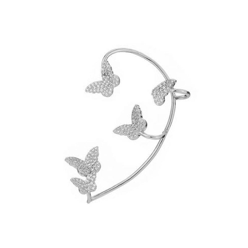 Shining Zircon Butterfly Ear Cuff Earrings for Women Girls