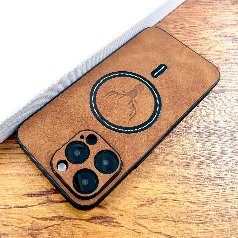 Collection of Luxury PU Leather Deer Case For iPhone 16 15 14 13 12 11 Pro Max Plus 15Pro 14Pro 13Pro ProMax For Magsafe Wireless Charge Cover in a gallery layout