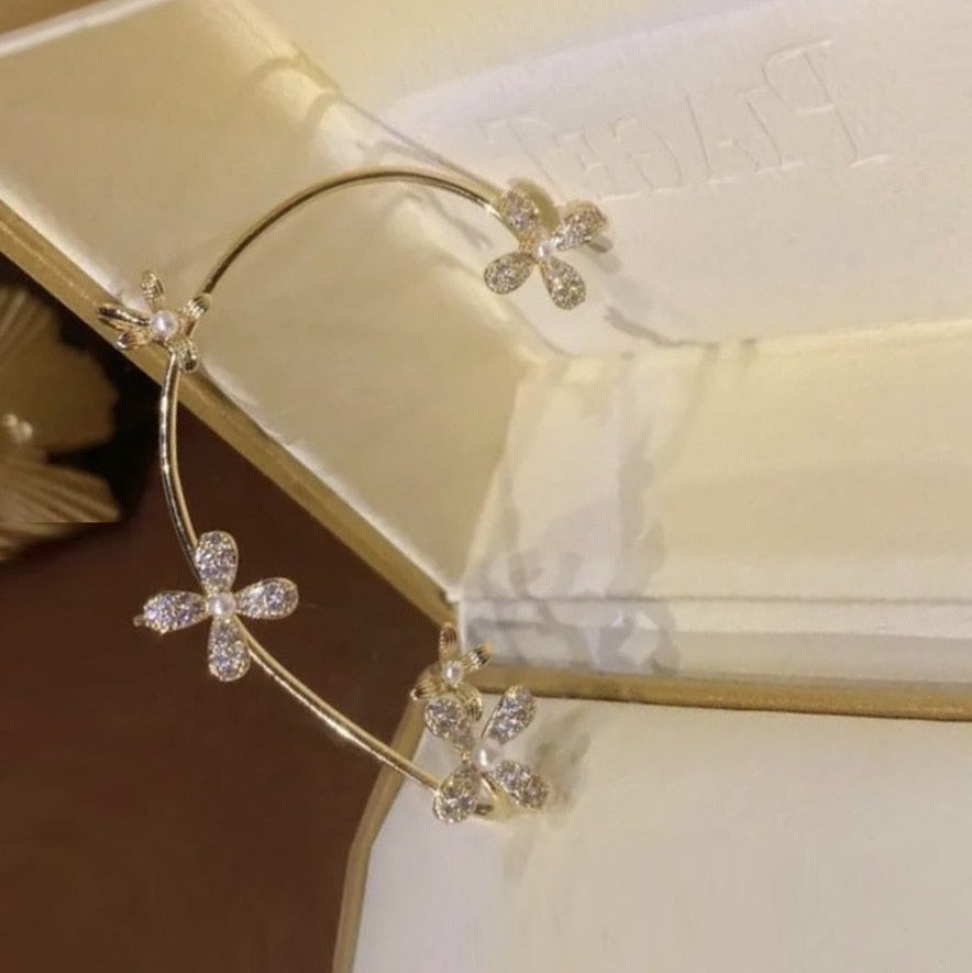Shining Zircon Butterfly Ear Cuff Earrings for Women Girls