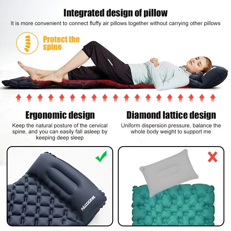 Collection of Outdoor Camping Inflatable Mattress Sleeping Pad in a gallery layout