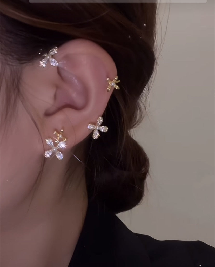 Collection of Shining Zircon Butterfly Ear Cuff Earrings for Women Girls in a gallery layout