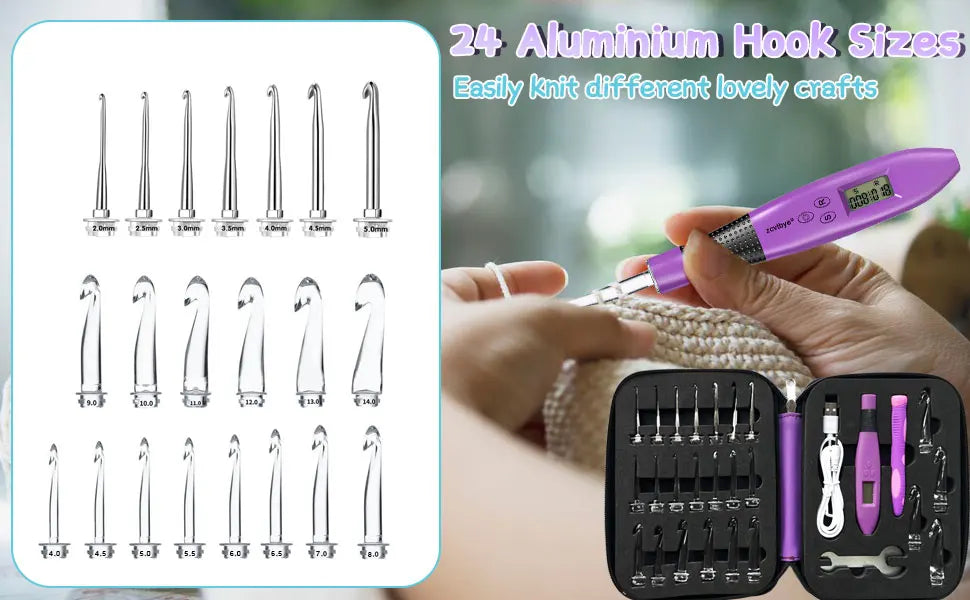 Collection of 24pcs Crochet Hook Set in a gallery layout