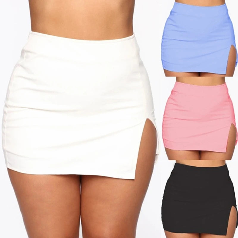 Collection of Summer Front Split Bodycon Mini Skirt in a gallery layout