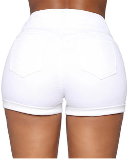 Collection of High Waist Denim Shorts in a gallery layout