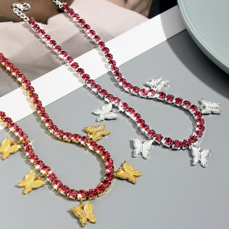 Shimmery Butterfly Choker Necklace