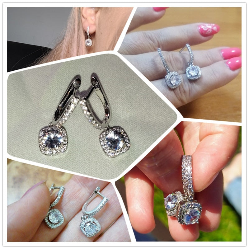 Collection of Trendy Square Shape Earrings in a gallery layout