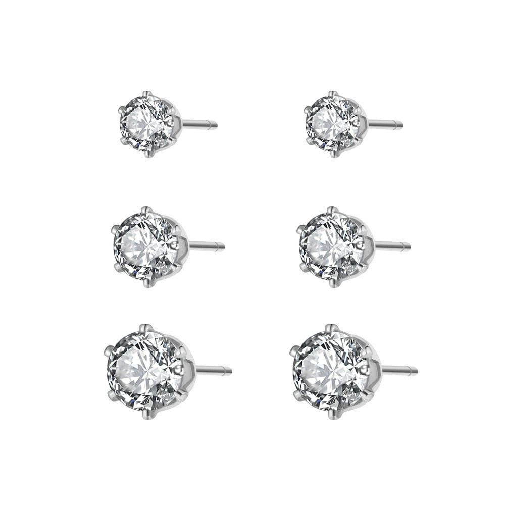 Collection of Lokaer Trendy Titanium Stainless Steel Rhinestone Stud Earrings in a gallery layout