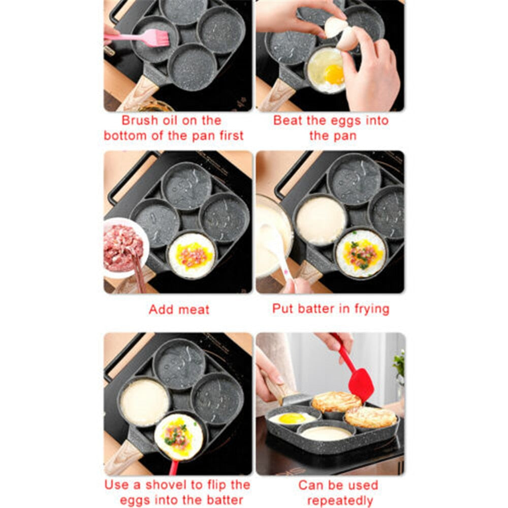 Collection of 2/4 Hole Frying Pot Pan Thickened Omelet Pan in a gallery layout