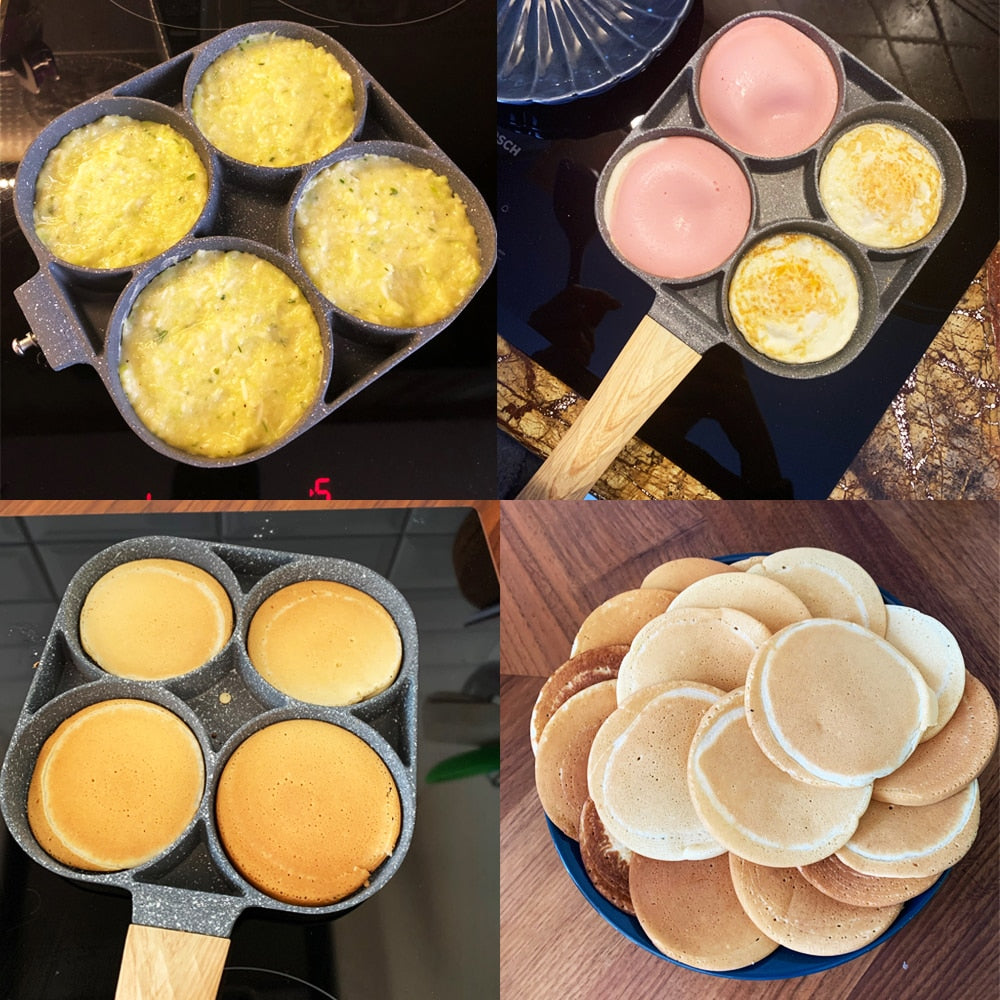 Collection of 2/4 Hole Frying Pot Pan Thickened Omelet Pan in a gallery layout