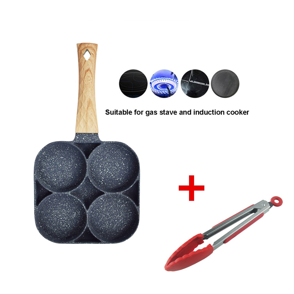 Collection of 2/4 Hole Frying Pot Pan Thickened Omelet Pan in a gallery layout