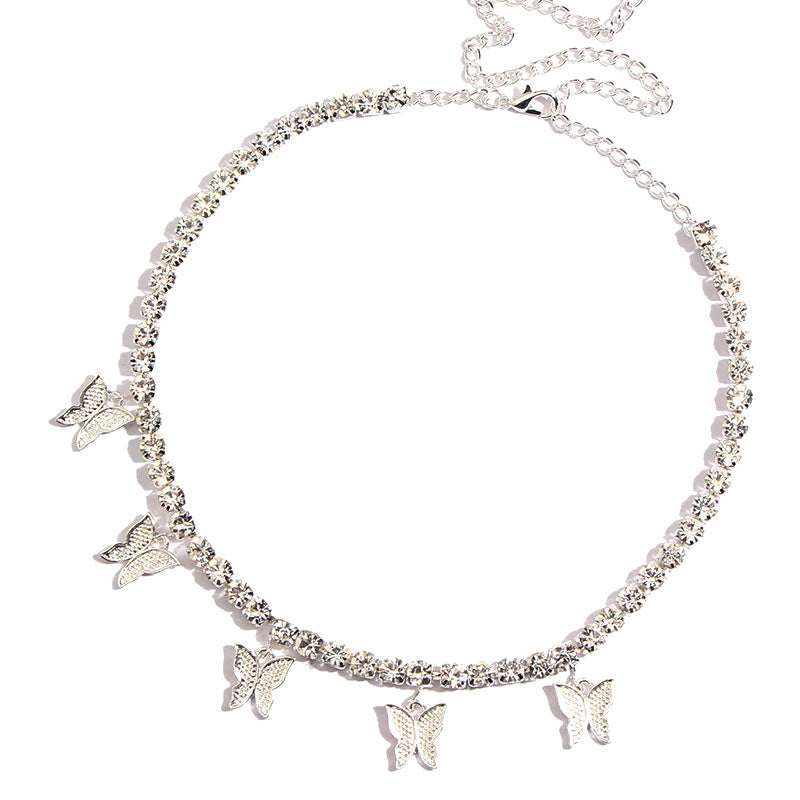 Shimmery Butterfly Choker Necklace