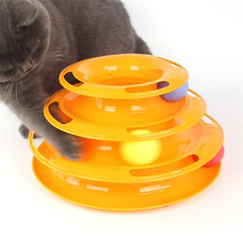 Collection of Three Levels Pet Cat Toy Tower in a gallery layout