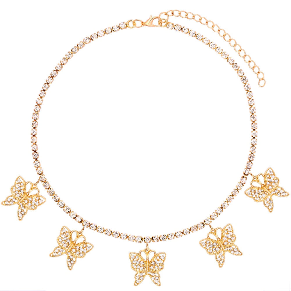 Collection of Shimmery Butterfly Choker Necklace in a gallery layout