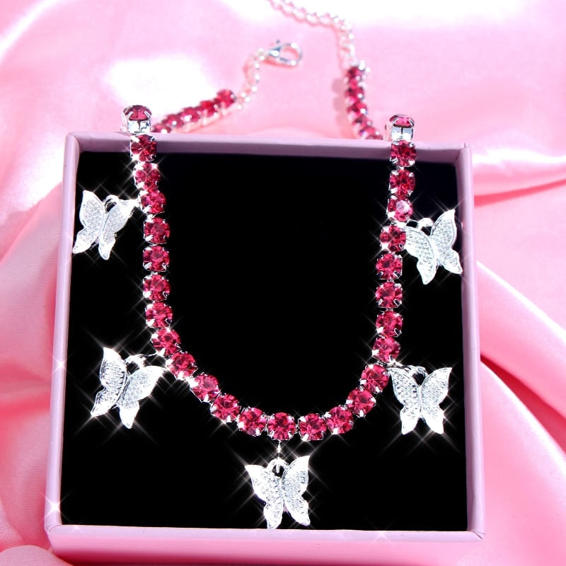 Collection of Shimmery Butterfly Choker Necklace in a gallery layout