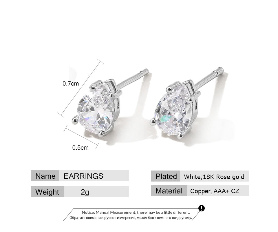 Fashion Water Drop Zircon Stud Earrings