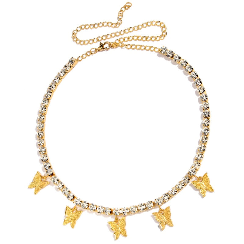 Shimmery Butterfly Choker Necklace