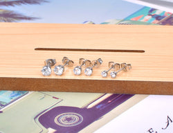 Collection of Lokaer Trendy Titanium Stainless Steel Rhinestone Stud Earrings in a gallery layout