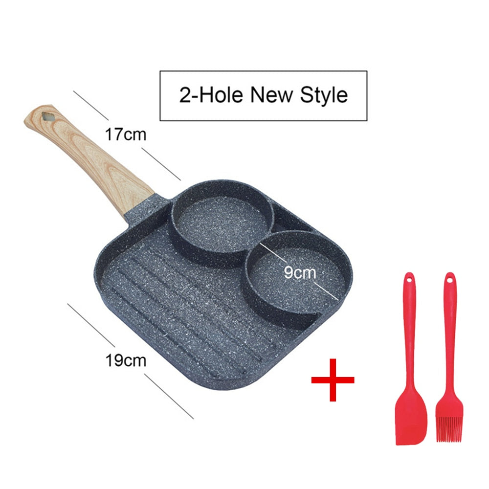 Collection of 2/4 Hole Frying Pot Pan Thickened Omelet Pan in a gallery layout
