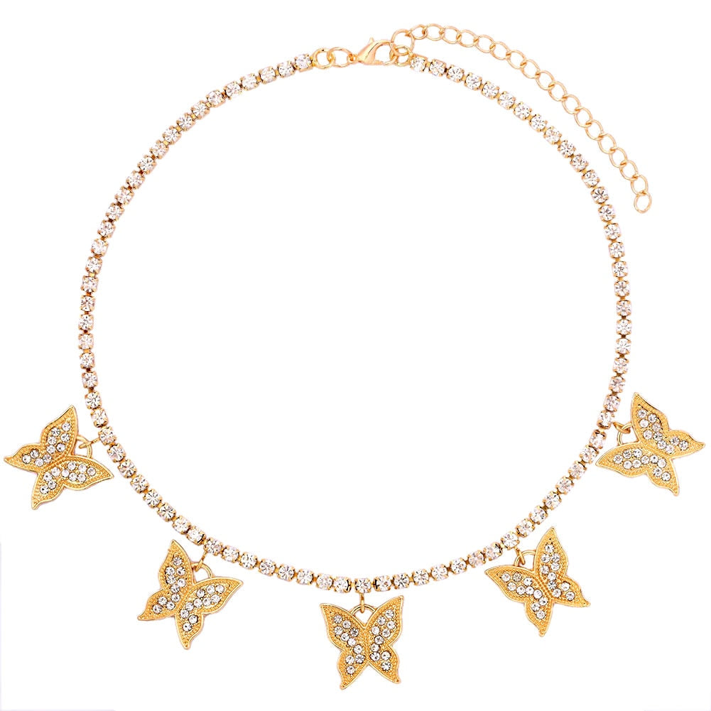 Shimmery Butterfly Choker Necklace