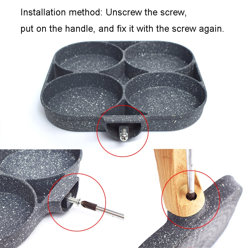 Collection of 2/4 Hole Frying Pot Pan Thickened Omelet Pan in a gallery layout