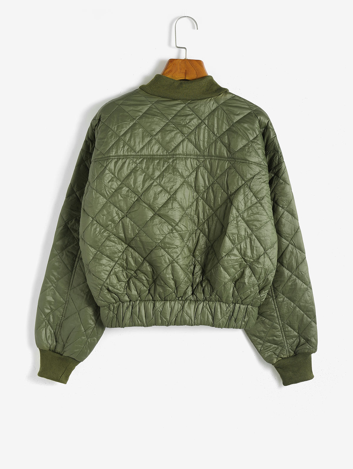 Quilted Drop Shoulder Bomber Jacket Women Winte