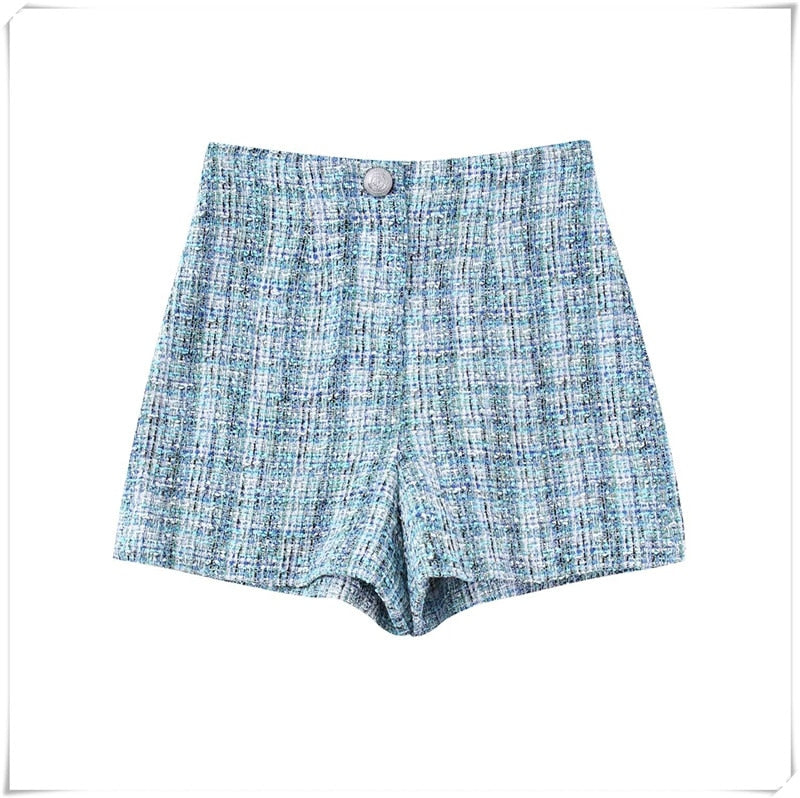 Collection of Blue Office Ladies Plaid Jacket Coat Winter in a gallery layout