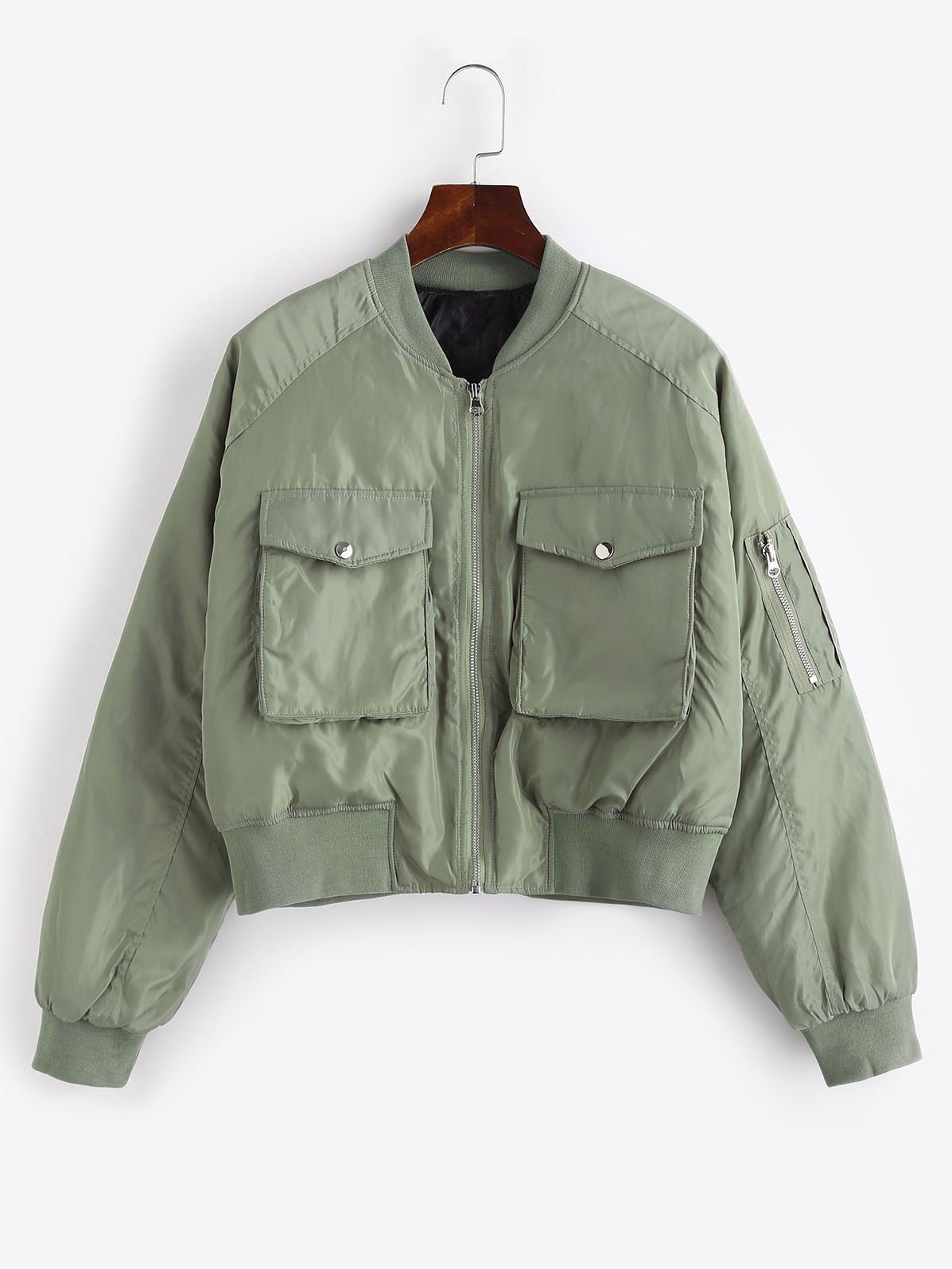 Quilted Drop Shoulder Bomber Jacket Women Winte