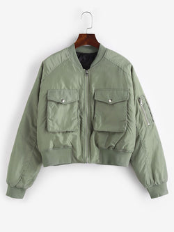 Collection of Quilted Drop Shoulder Bomber Jacket Women Winte in a gallery layout