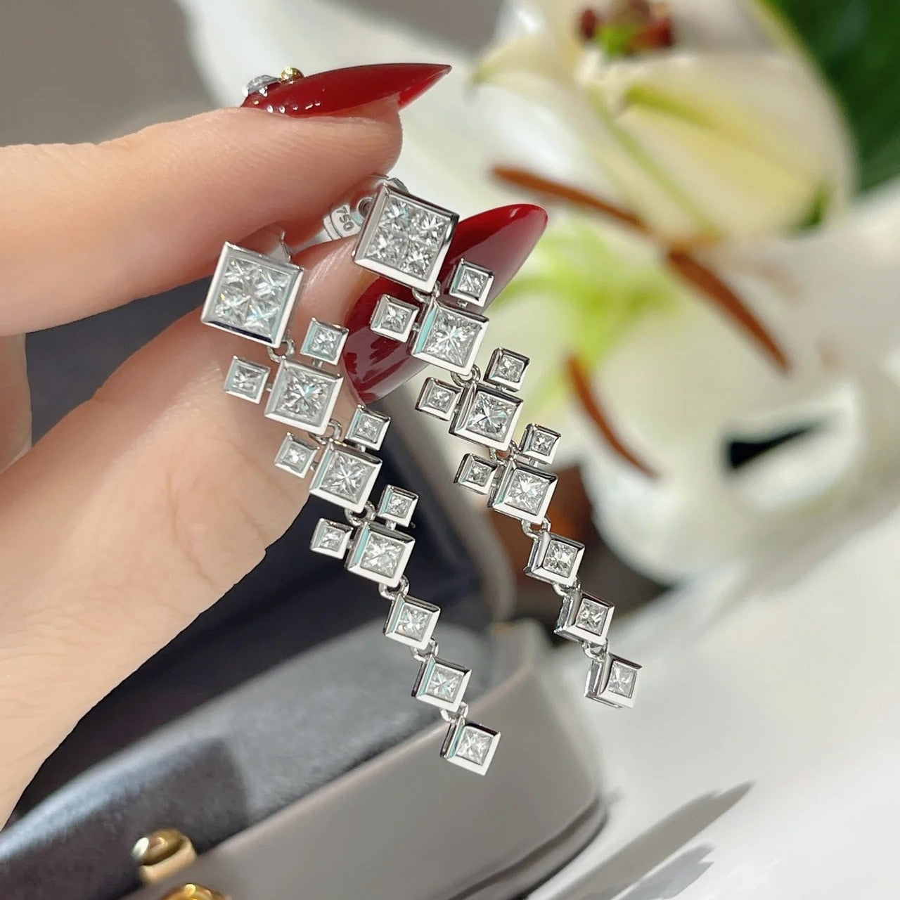 sterling silver Wedding Drop Earrings