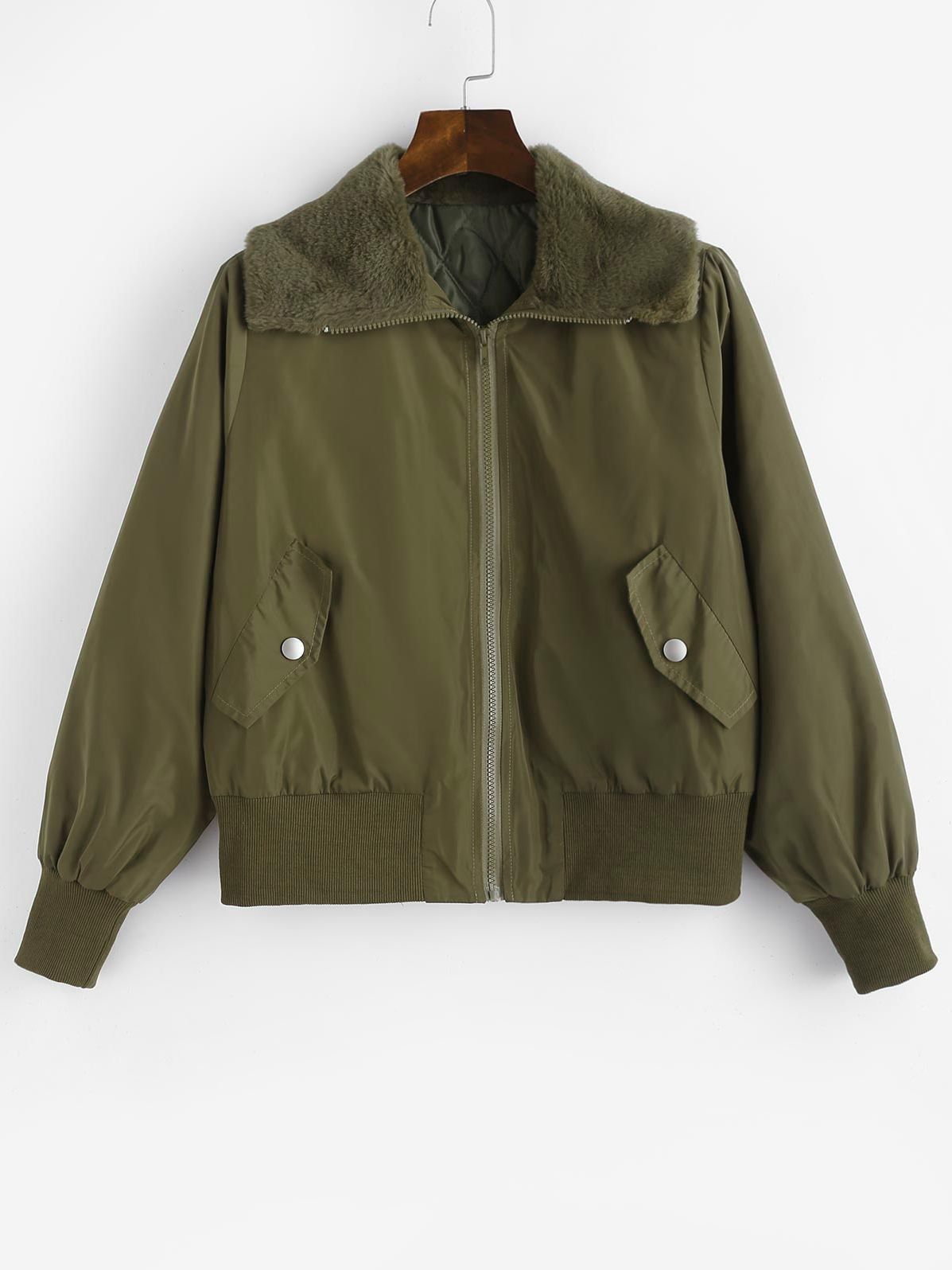 Quilted Drop Shoulder Bomber Jacket Women Winte