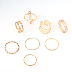 Collection of Gold Color Round Hollow Geometric Rings in a gallery layout