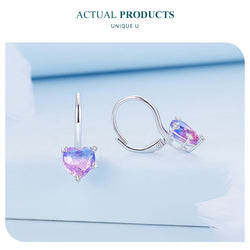 Collection of Sterling Silver Blue Purple Rainbow Heart Hoop Earrings in a gallery layout