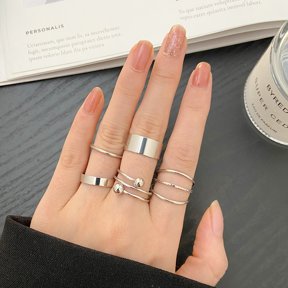 Gold Color Round Hollow Geometric Rings