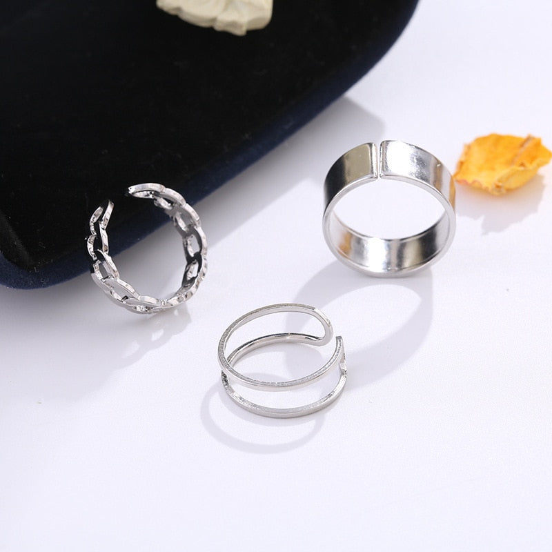 Gold Color Round Hollow Geometric Rings